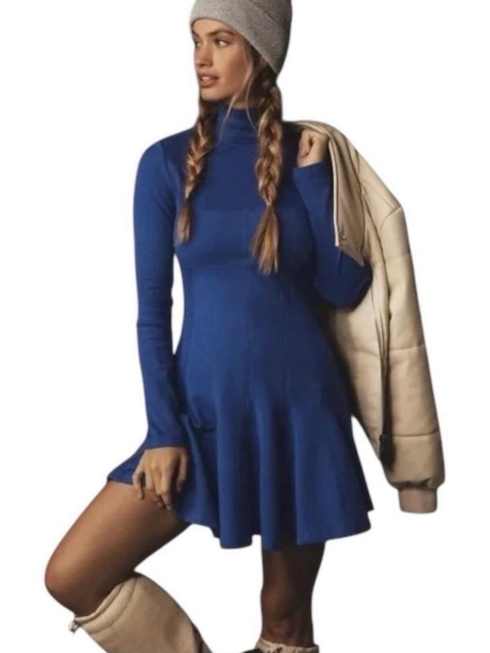 Daily Practice by Anthropologie long sleeve mini swing dress blue sz S